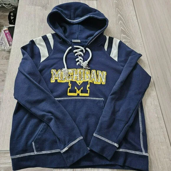 University Of Michigan Wolverines NCAA Navy Blue Hoodie By Pro Edge Jr XL / W M - Picture 6 of 16